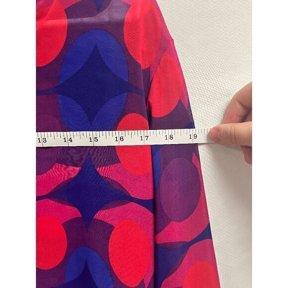 Isaac Mizrahi New York Womens Tunic Long Sleeve Sheer Blouse Multicolored Medium - Picture 5 of 6